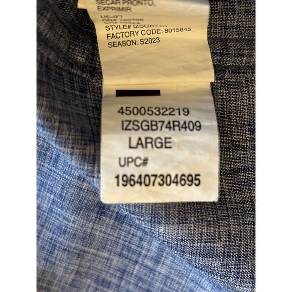 Izod Saltwater Shirt Blue Casual Short Sleeves Vented Button Up Mens Large L - Picture 7 of 12
